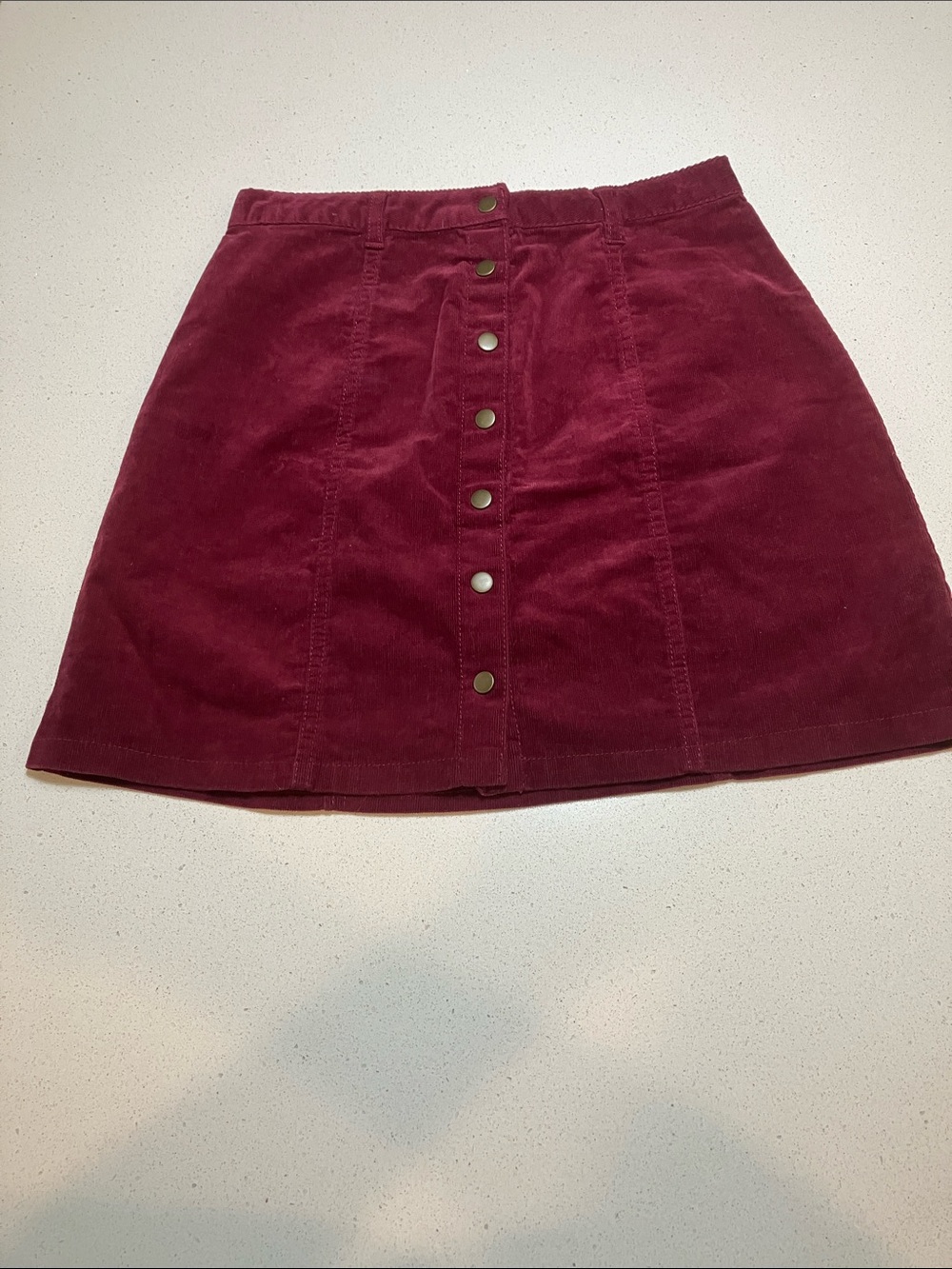 Forever 21 Burgundy Corduroy Button-Front Mini Skirt